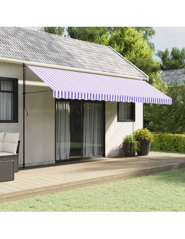 Tessuto Ricambio per Mantovana da Tenda Righe Blu e Bianche 5m