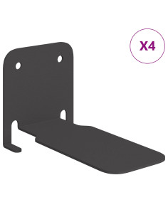 Scaffale da parete con lo scaffale 4 pcs Nero 6 x 10.8 x 6.6 cm 2