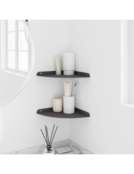 Scaffale da parete con lo scaffale 2 pcs Nero 24 x 24 x 2 cm