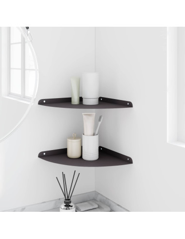 Scaffale da parete con lo scaffale 2 pcs Nero 30 x 30 x 2 cm