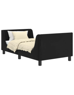 Struttura letto bambini con testata Nero 80 x 160 cm Velluto 2