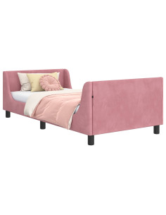 Struttura letto bambini con testata Rosa 80 x 200 cm Velluto 2