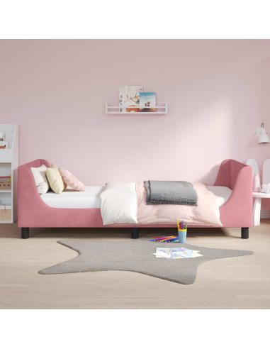 Struttura letto bambini con testata Rosa 80 x 200 cm Velluto