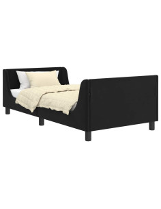 Struttura letto bambini con testata Nero 90 x 190 cm Velluto 2