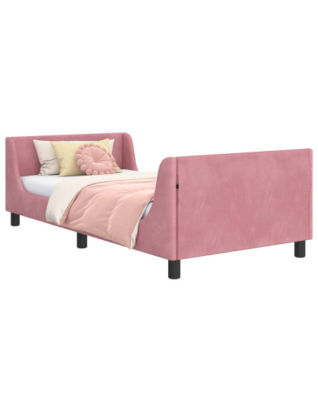 Struttura letto bambini con testata Rosa 90 x 190 cm Velluto