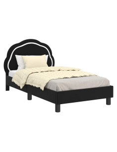 Struttura letto bambini con testata Nero 80 x 160 cm Velluto 2