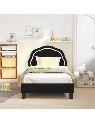 Struttura letto bambini con testata Nero 80 x 160 cm Velluto