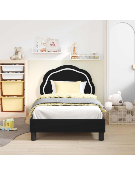 Struttura letto bambini con testata Nero 80 x 160 cm Velluto