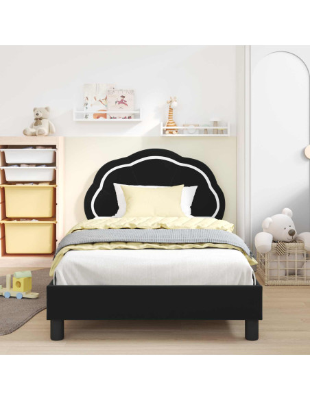 Struttura letto bambini con testata Nero 80 x 200 cm Velluto