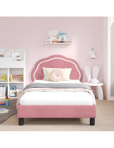 Struttura letto bambini con testata Rosa 80 x 200 cm Velluto