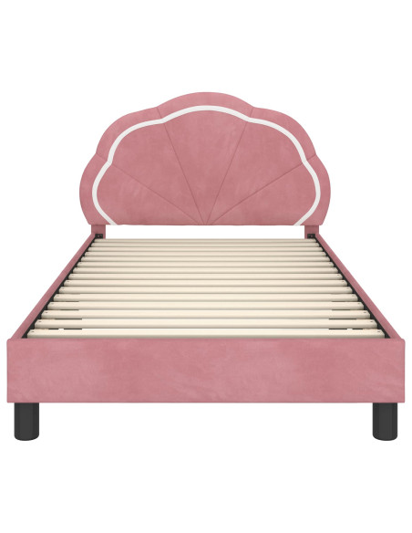Struttura letto bambini con testata Rosa 80 x 200 cm Velluto