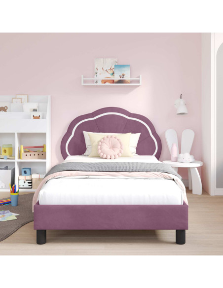 Struttura letto bambini con testata Viola 80 x 200 cm Velluto