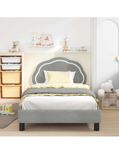 Struttura letto bambini con testata Grigio chiaro 90 x 190 cm