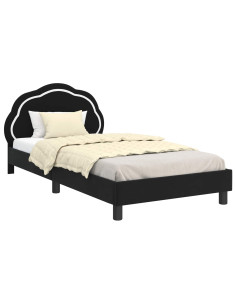 Struttura letto bambini con testata Nero 90 x 190 cm Velluto 2