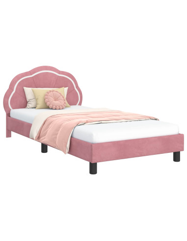 Struttura letto bambini con testata Rosa 90 x 190 cm Velluto