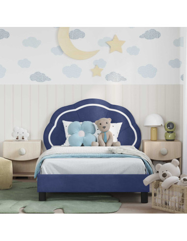Struttura letto bambini con testata Blu Polizia 90 x 190 cm