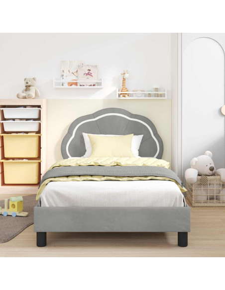Struttura letto bambini con testata Grigio chiaro 90 x 200 cm
