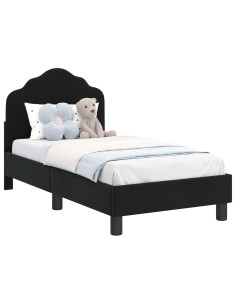 Struttura letto per bambini con testata Nero 70 x 140 cm 2