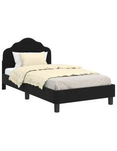 Struttura letto bambini con testata Nero 80 x 160 cm Velluto 2