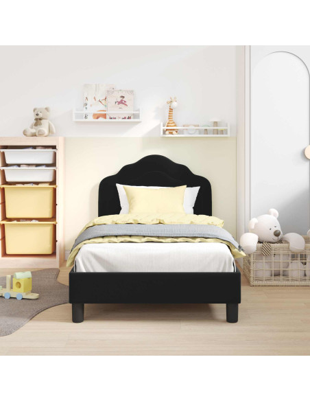 Struttura letto bambini con testata Nero 80 x 160 cm Velluto