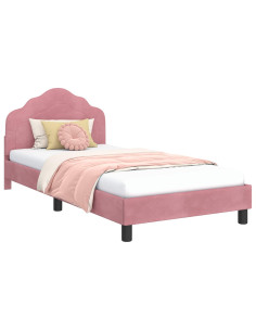 Struttura letto bambini con testata Rosa 80 x 200 cm Velluto 2