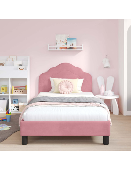 Struttura letto bambini con testata Rosa 80 x 200 cm Velluto