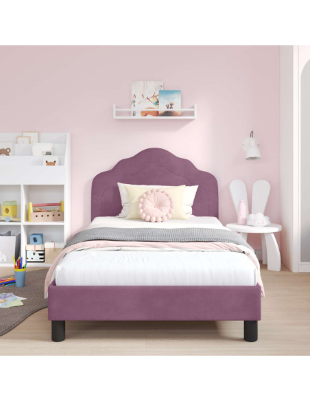 Struttura letto bambini con testata Viola 80 x 200 cm Velluto
