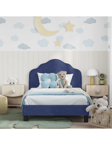 Struttura letto bambini con testata Blu Polizia 80 x 200 cm