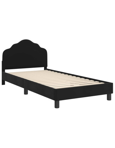 Struttura letto bambini con testata Nero 90 x 190 cm Velluto