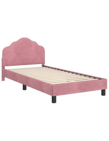 Struttura letto bambini con testata Rosa 90 x 190 cm Velluto