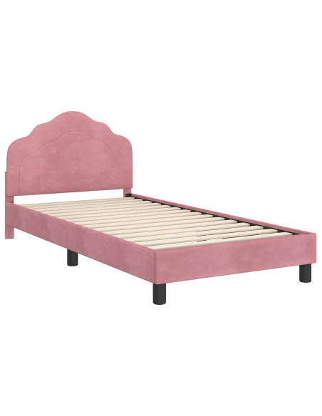 Struttura letto bambini con testata Rosa 90 x 190 cm Velluto