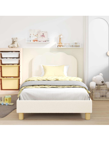 Struttura letto bambini con testata Crema 90 x 190 cm