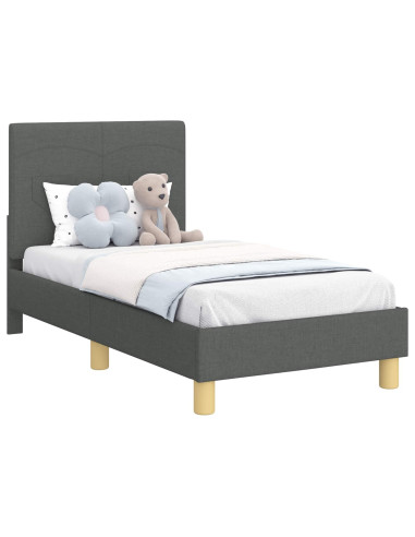 Struttura letto per bambini con testata Grigio scuro Tessuto
