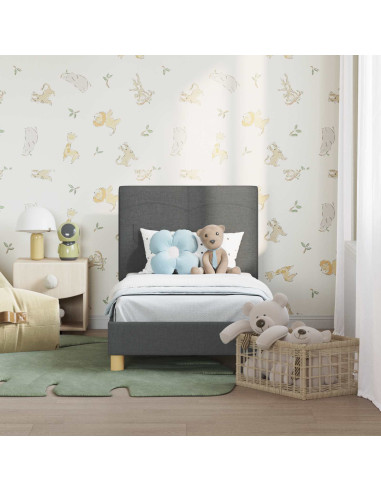 Struttura letto per bambini con testata Grigio scuro Tessuto
