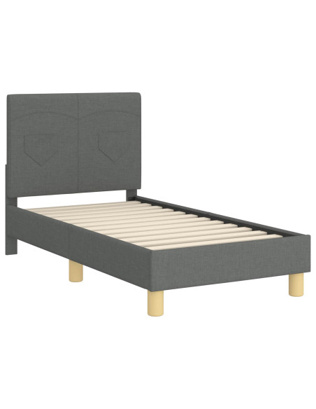 Struttura letto per bambini con testata Grigio scuro Tessuto