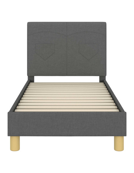 Struttura letto per bambini con testata Grigio scuro Tessuto