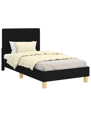 Struttura letto bambini con testata Nero 80 x 160 cm Tessuto