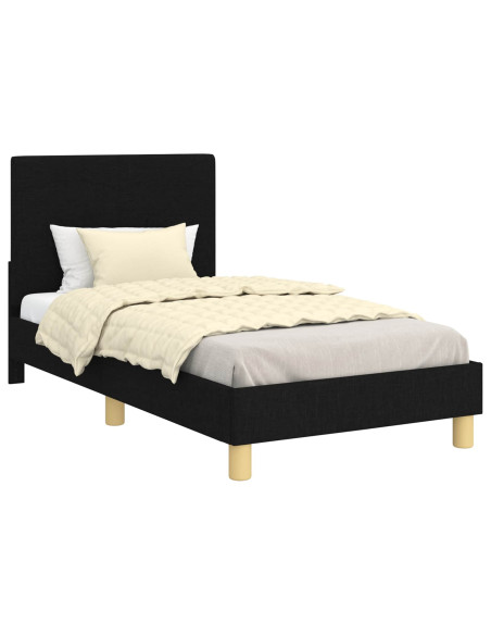 Struttura letto bambini con testata Nero 80 x 160 cm Tessuto