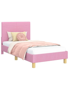 Struttura letto bambini con testata Rosa 80 x 160 cm Tessuto 2