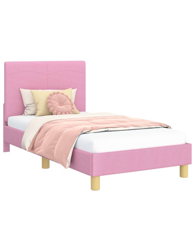 Struttura letto bambini con testata Rosa 80 x 160 cm Tessuto