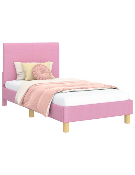 Struttura letto bambini con testata Rosa 80 x 160 cm Tessuto