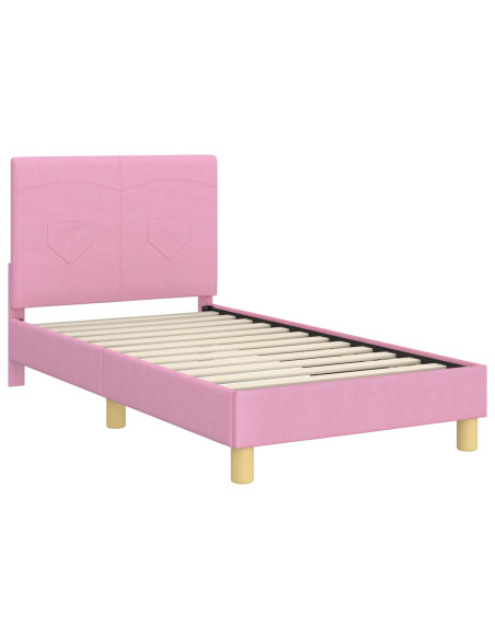 Struttura letto bambini con testata Rosa 80 x 160 cm Tessuto