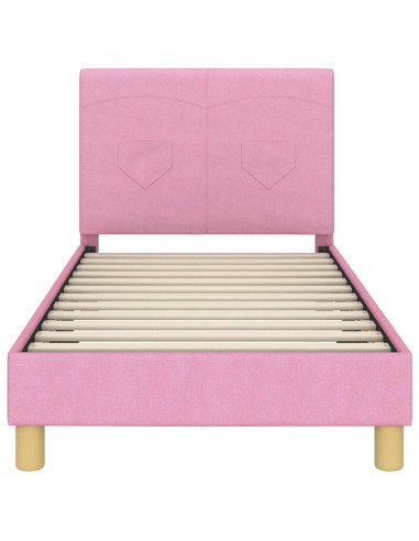 Struttura letto bambini con testata Rosa 80 x 160 cm Tessuto