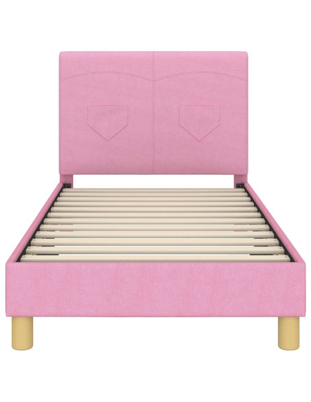 Struttura letto bambini con testata Rosa 80 x 160 cm Tessuto