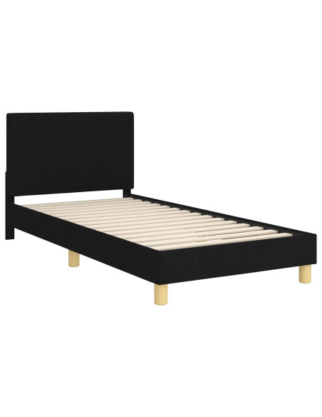 Struttura letto bambini con testata Nero 80 x 200 cm Tessuto
