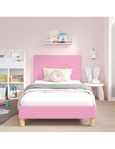 Struttura letto bambini con testata Rosa 80 x 200 cm Tessuto