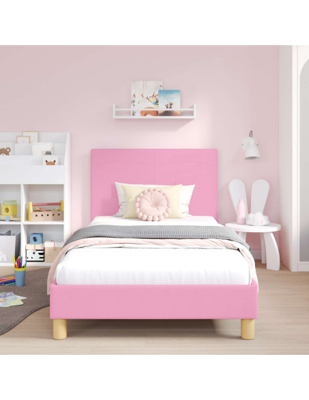 Struttura letto bambini con testata Rosa 80 x 200 cm Tessuto