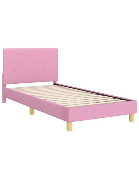 Struttura letto bambini con testata Rosa 80 x 200 cm Tessuto