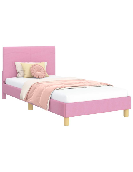 Struttura letto bambini con testata Rosa 90 x 190 cm Tessuto