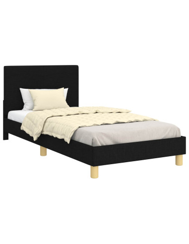 Struttura letto bambini con testata Nero 90 x 200 cm Tessuto